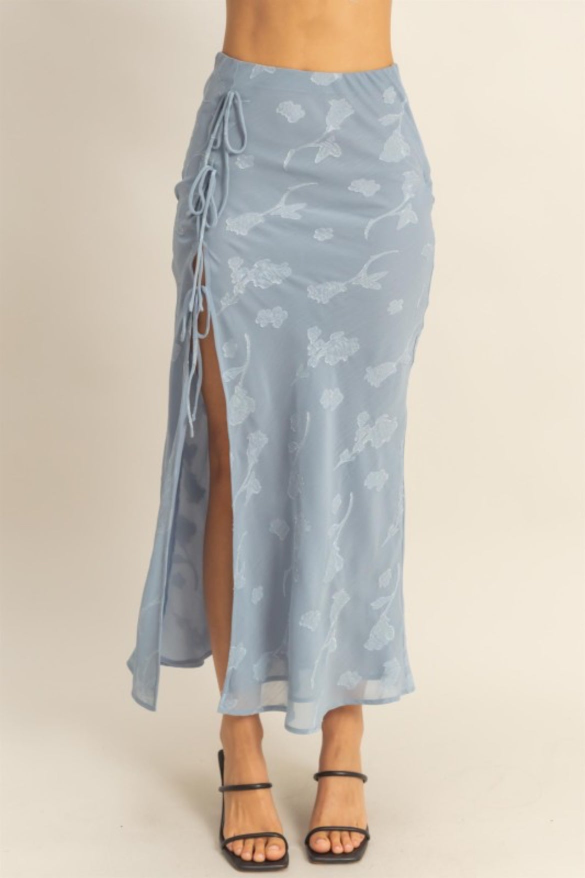 Floral Satin Tie Skirt