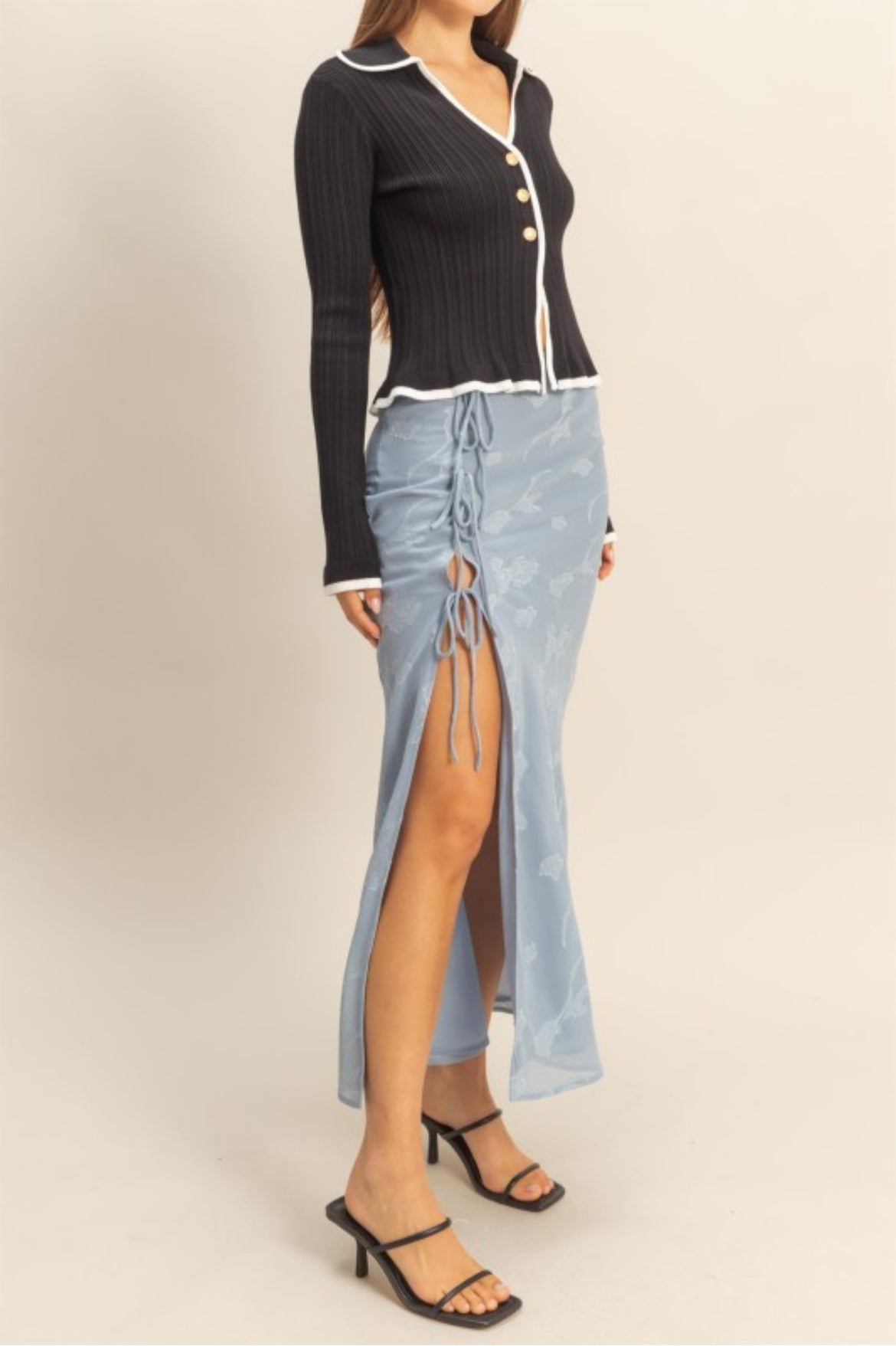 Floral Satin Tie Skirt