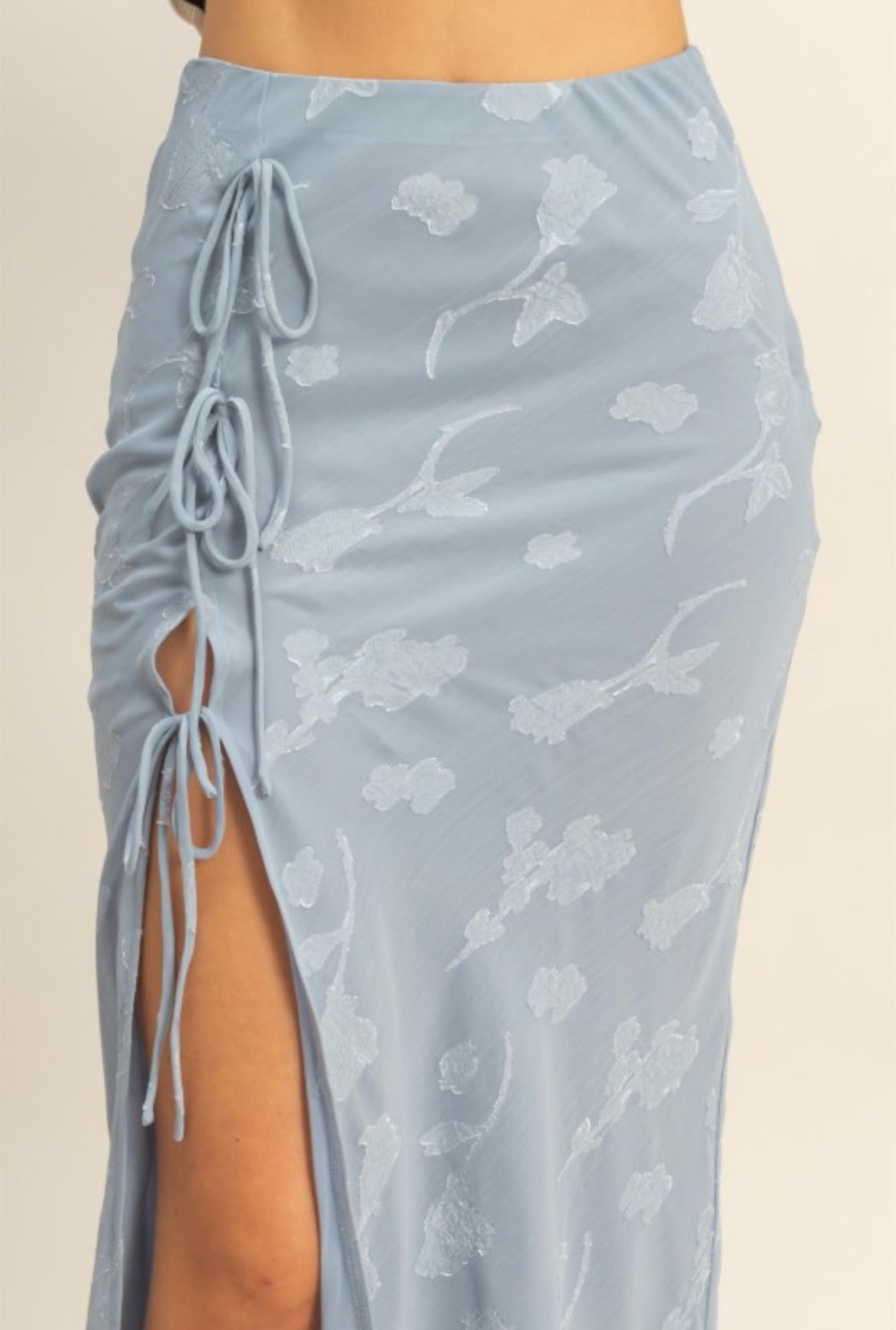 Floral Satin Tie Skirt