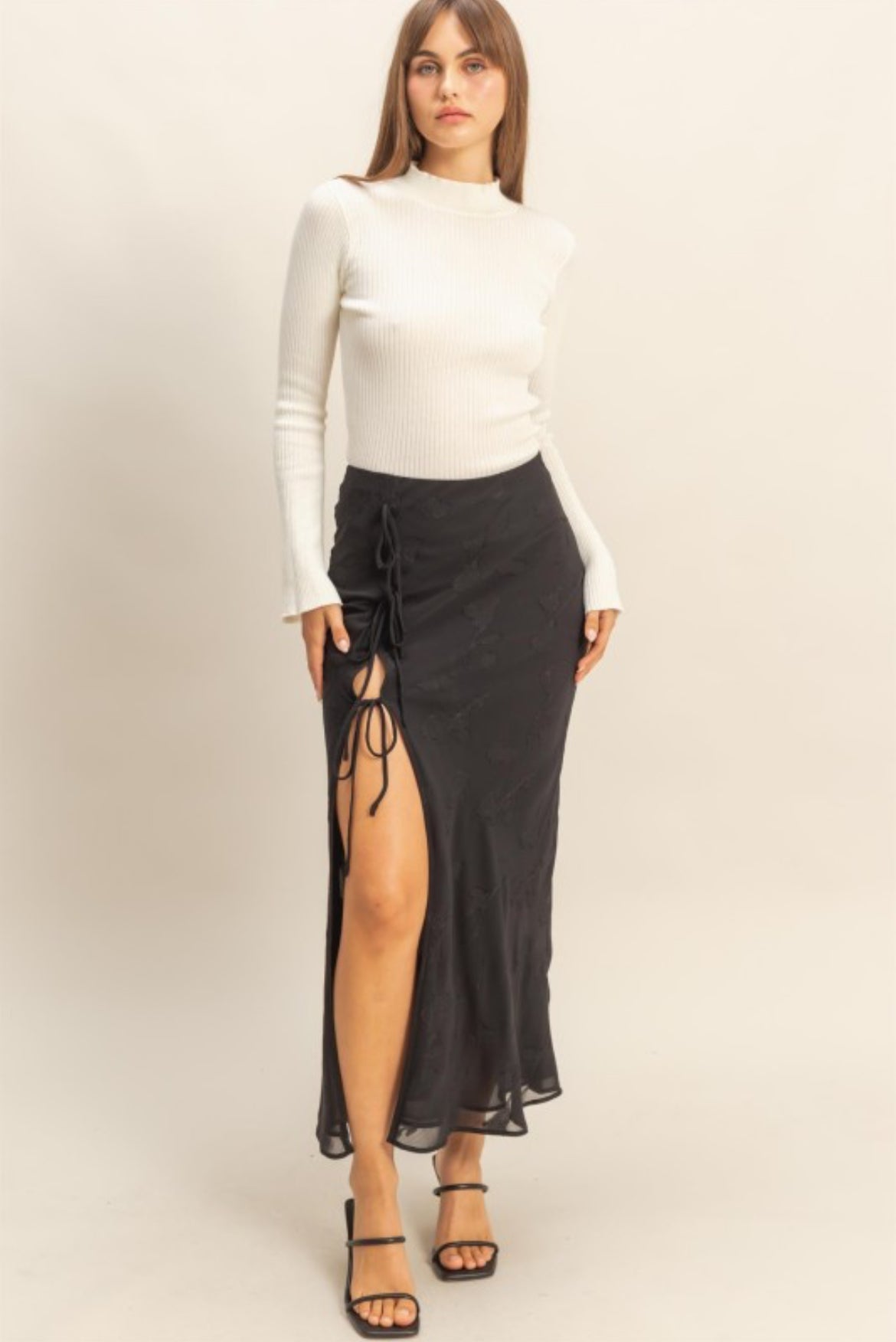 Floral Satin Tie Skirt