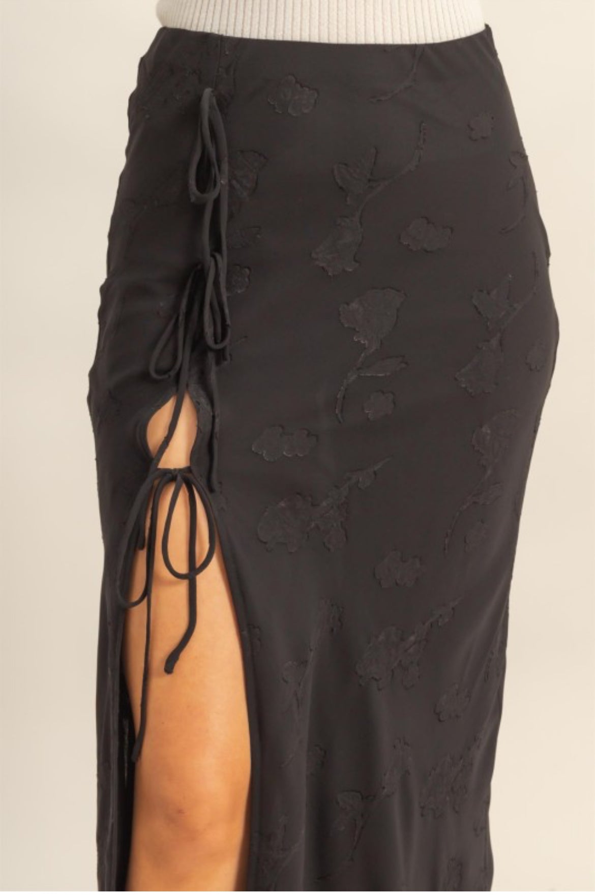 Floral Satin Tie Skirt