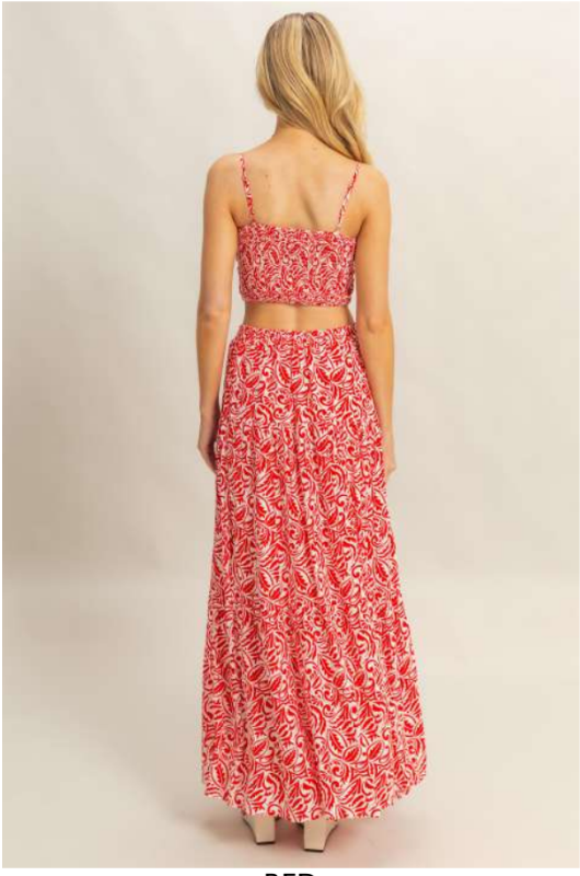 Red White Paisley Crop