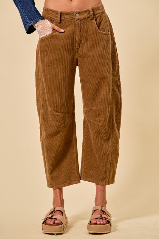 Brown Cord Barrel Pants
