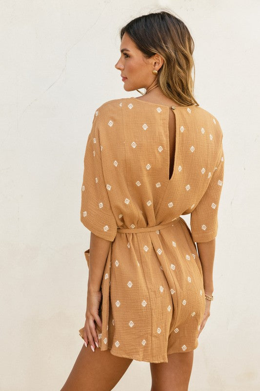 Camel Emb Romper