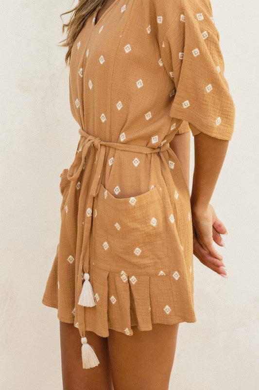 Camel Emb Romper