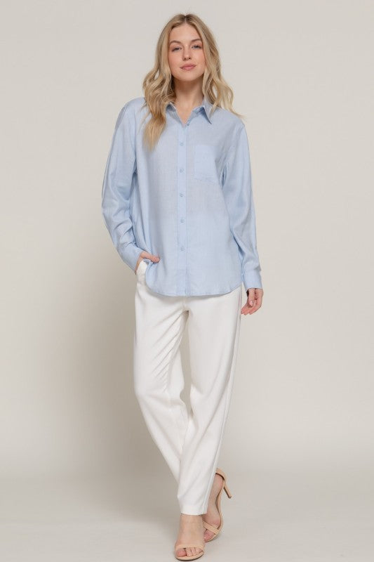 Linen Blend Button Up