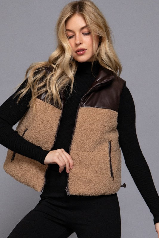 Sherpa Pleather Vest