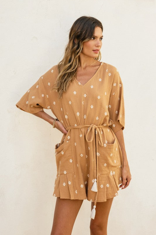 Camel Emb Romper