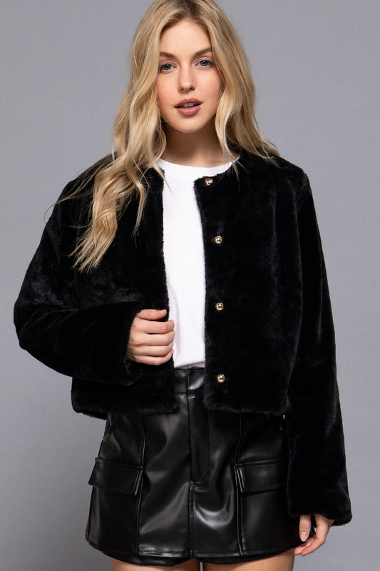 Crop Faux Fur Blazer