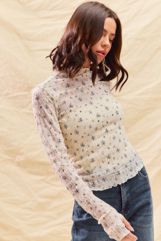 Floral Mesh Long Sleeve