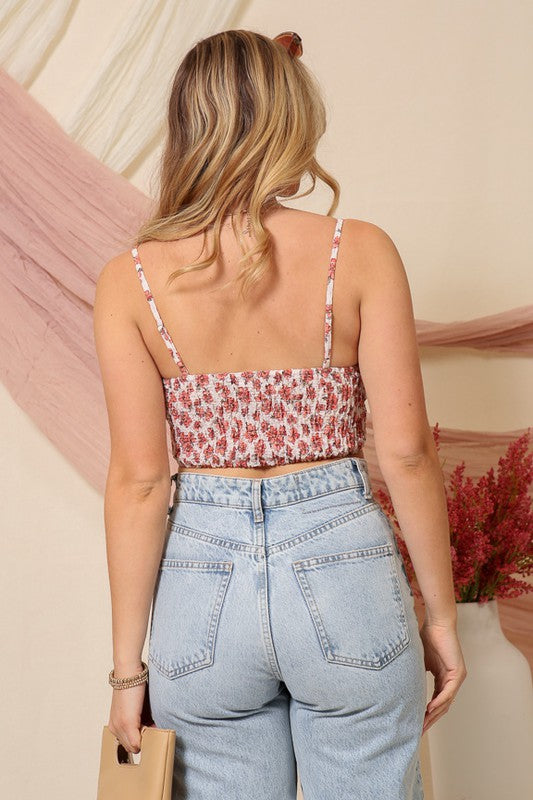 Floral Ruched Crop Tank