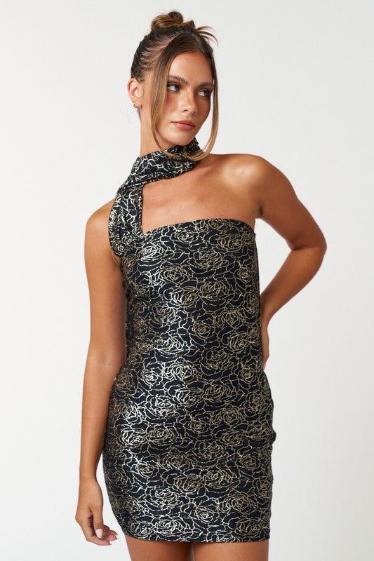 Metallic Scarf Mini Dress