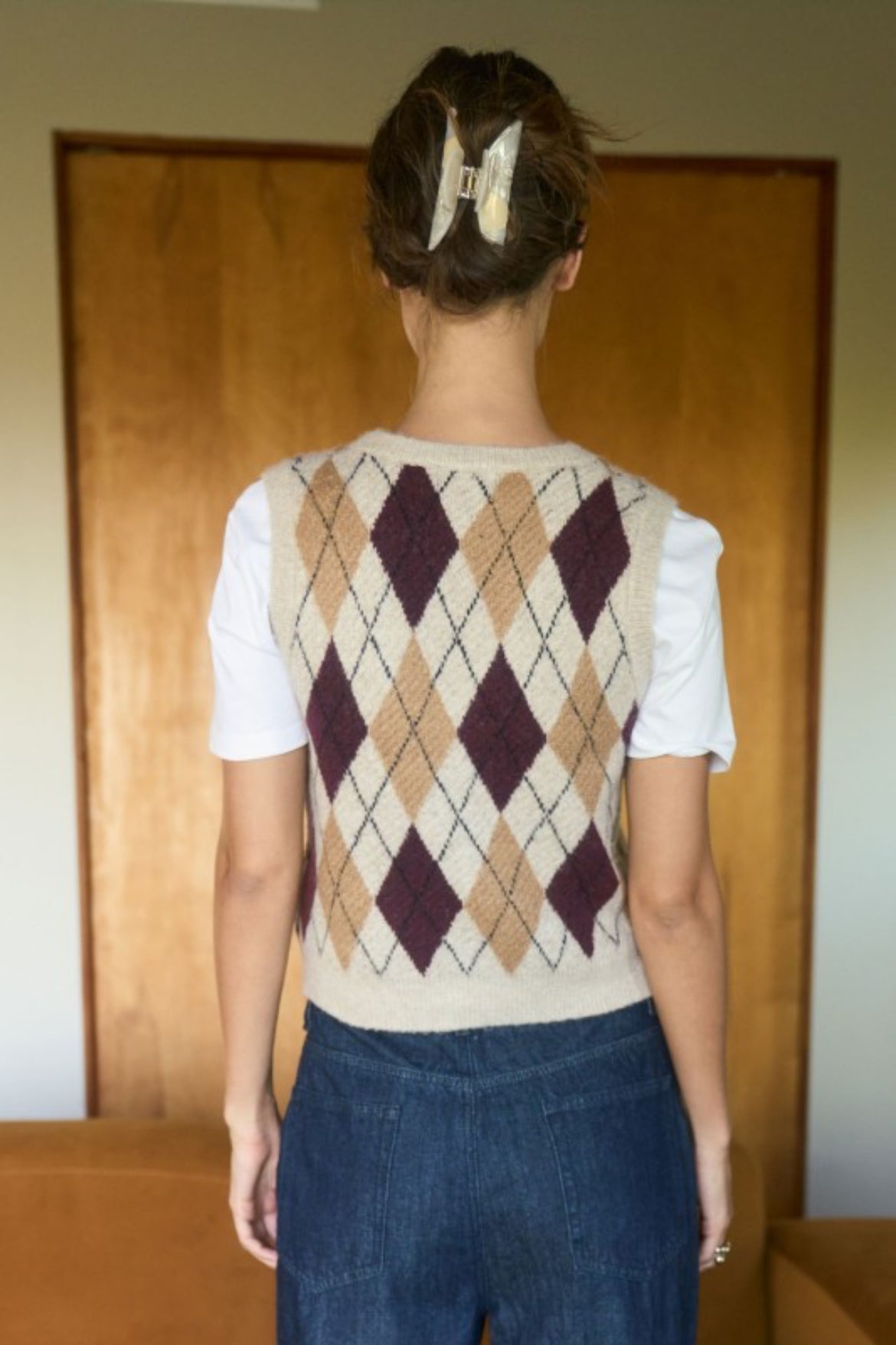 Khaki Argyle Sweater Vest