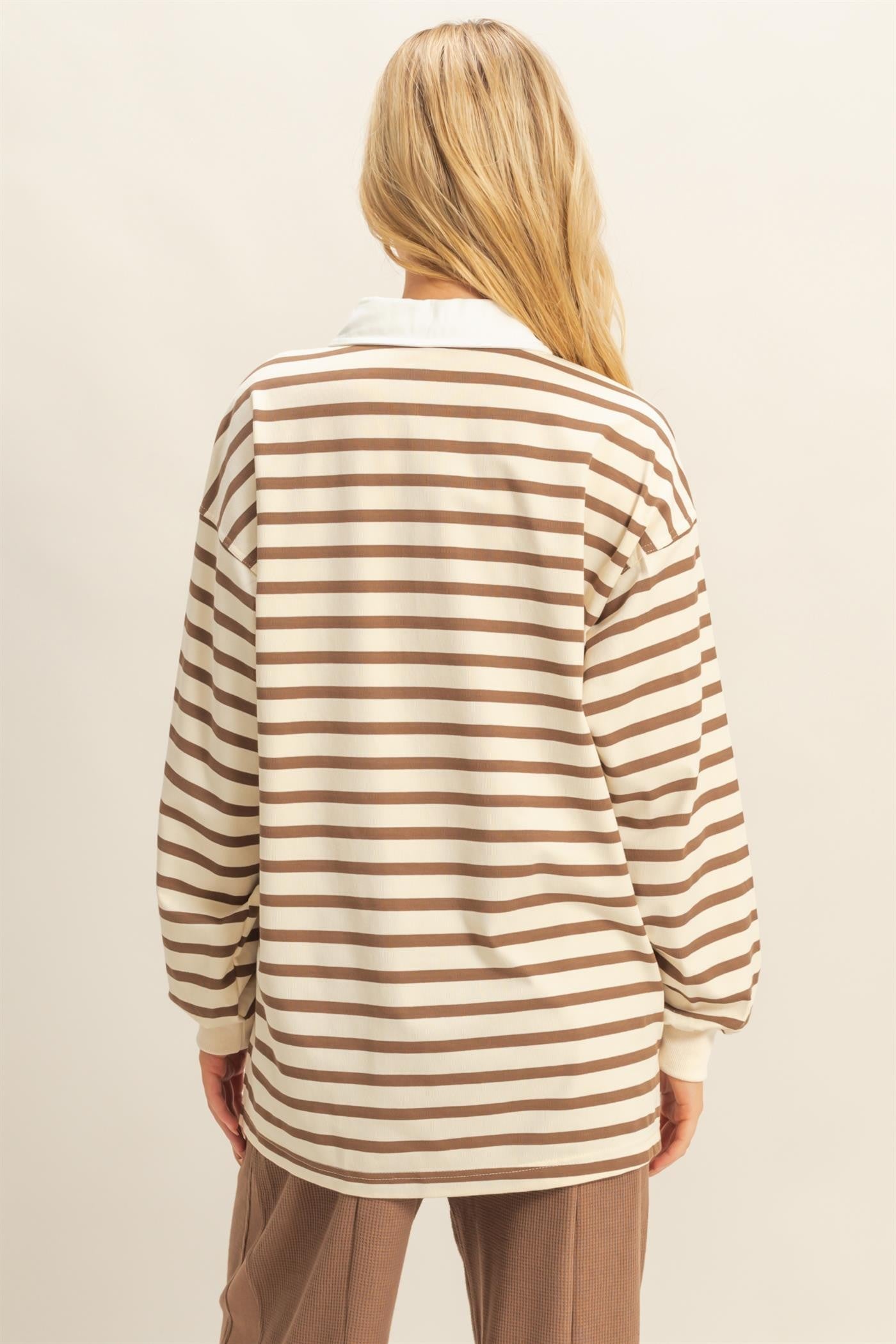Cream Brown Rugby Polo