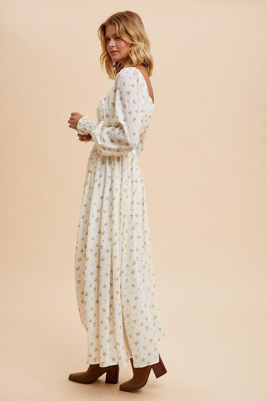 Vintage Cream Floral Dress