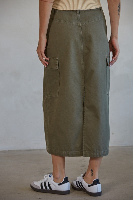 Olive Cargo Skirt