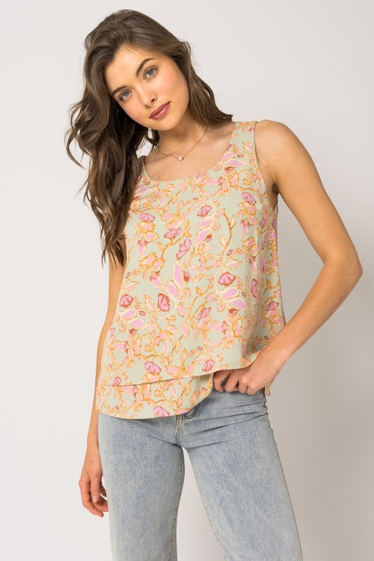 Sage Pink Tiered Tank