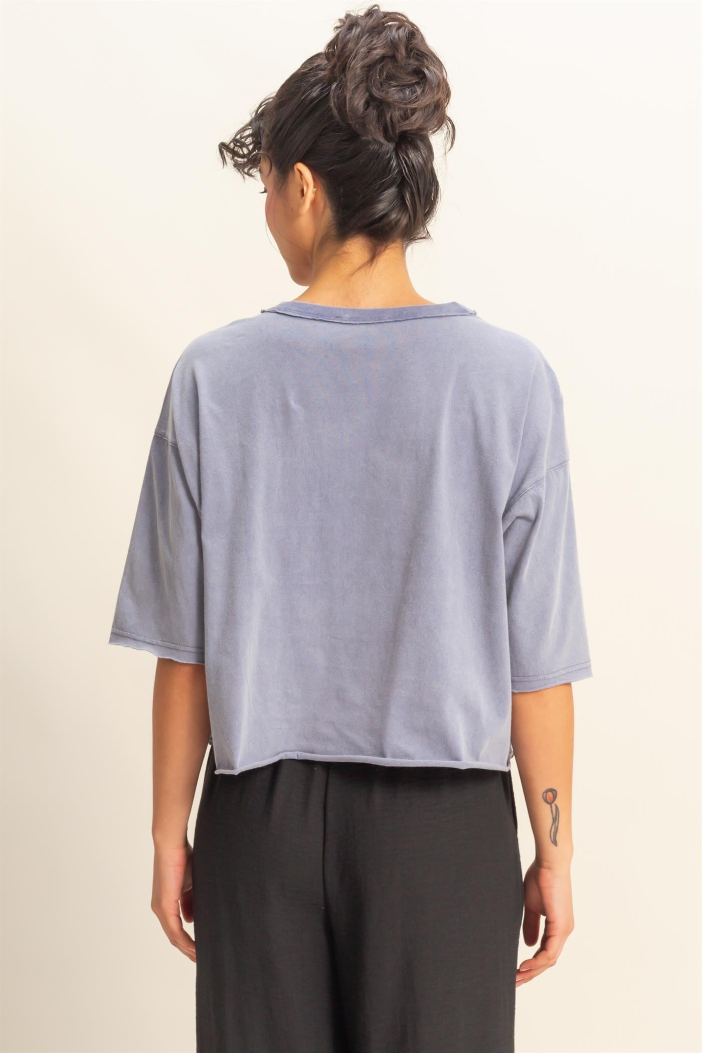 Burnout Crop Tee Denim