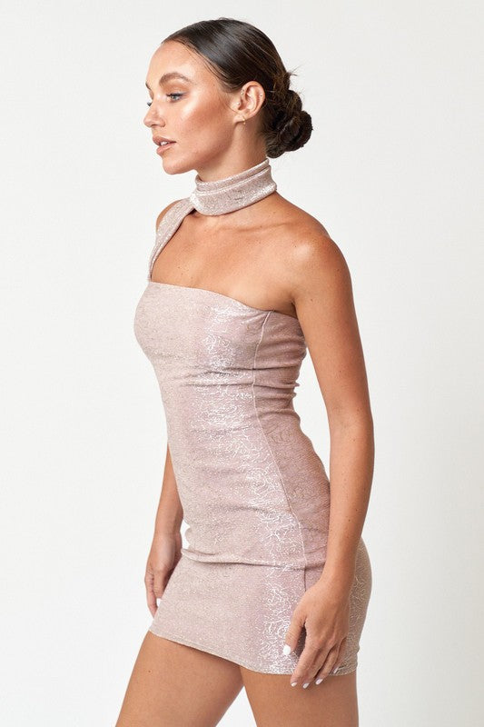 Metallic Scarf Mini Dress