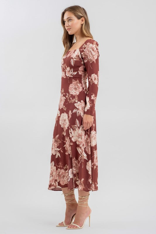 Burgundy Long Sleeve Dress