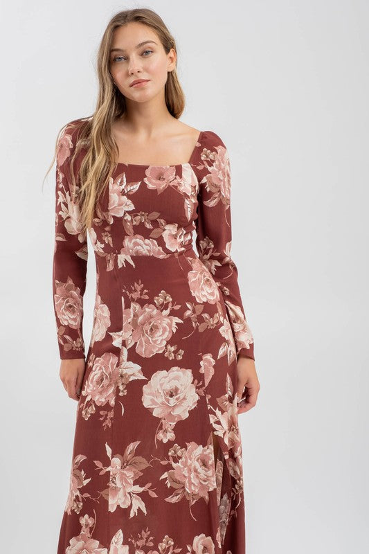 Burgundy Long Sleeve Dress