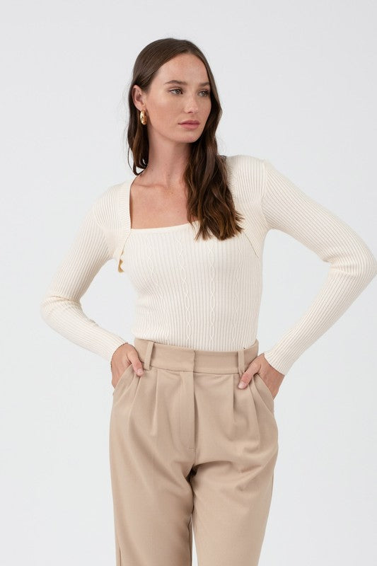 Square Neck Cable Sweater