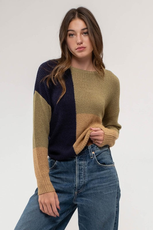 Olive Block Sweater