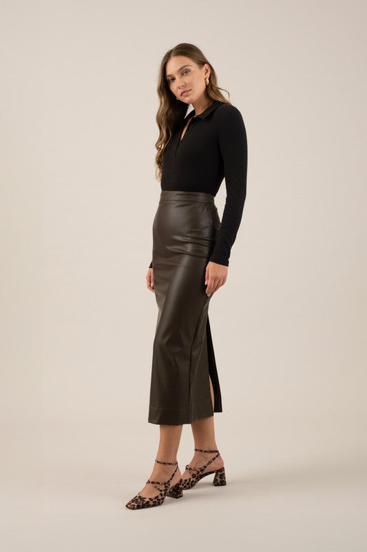 Espresso Faux Leather Skirt