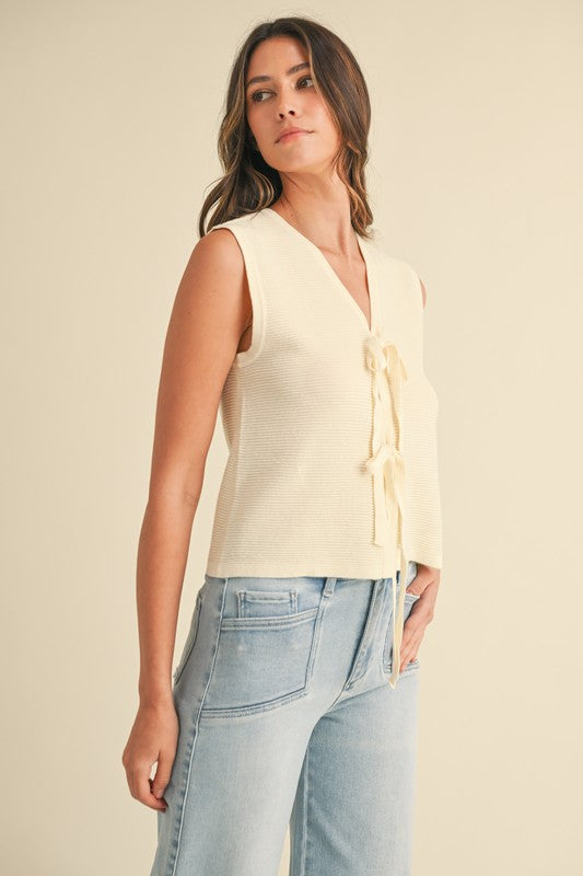 Cream Tie Vest