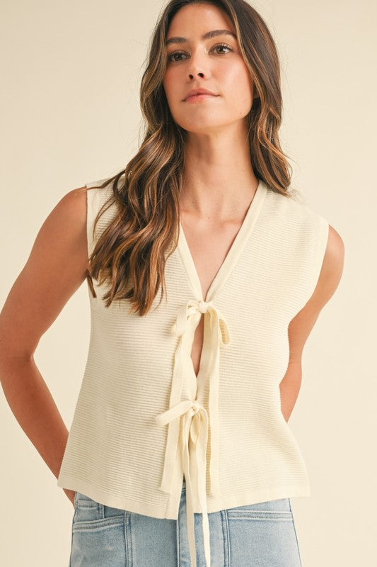 Cream Tie Vest