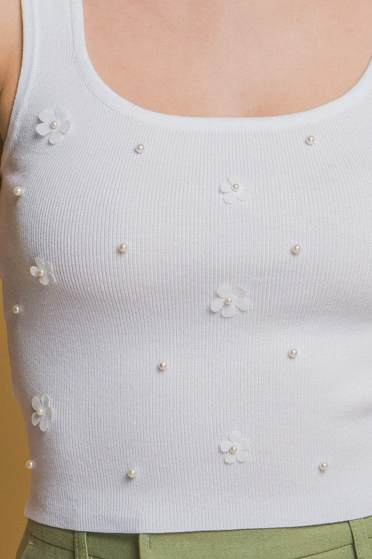 Rhinestone Floral Tank