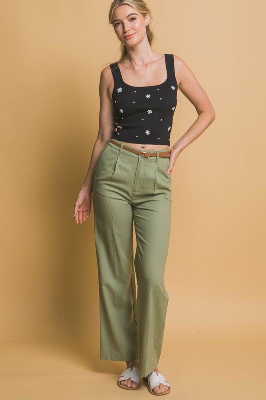Rhinestone Floral Tank