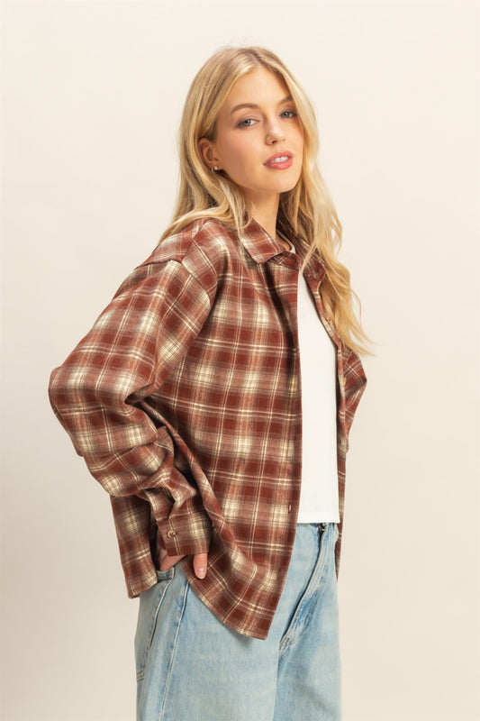 Rust Plaid Button Up