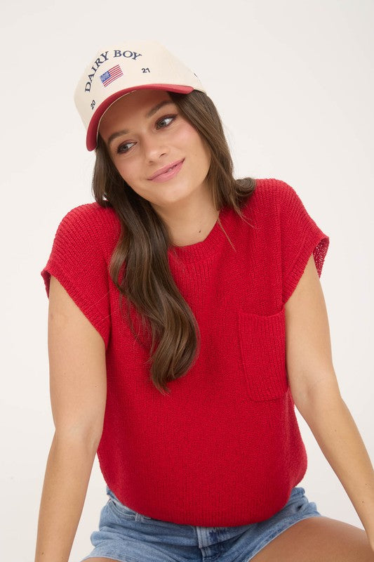 Knit Drop Shoulder Tee Sweater