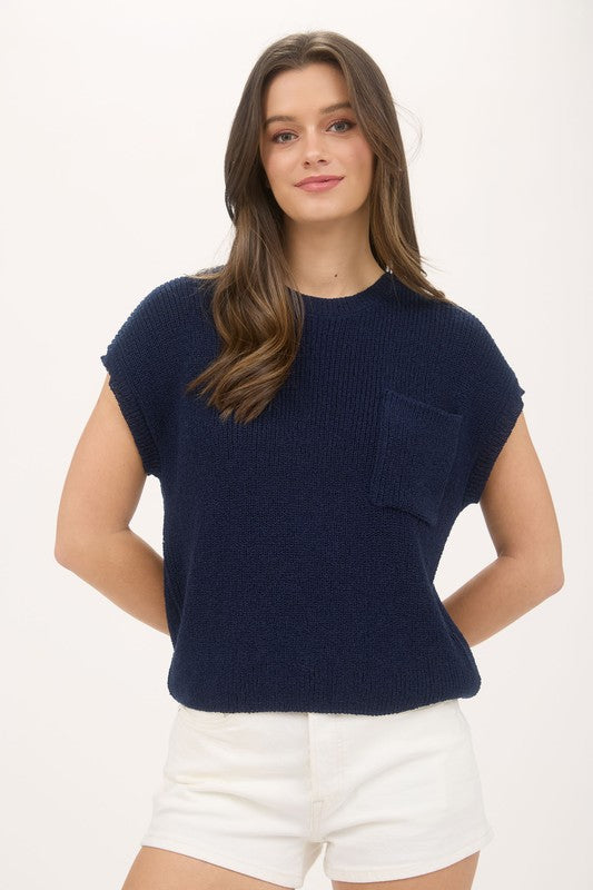 Knit Drop Shoulder Tee Sweater
