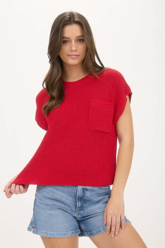 Knit Drop Shoulder Tee Sweater