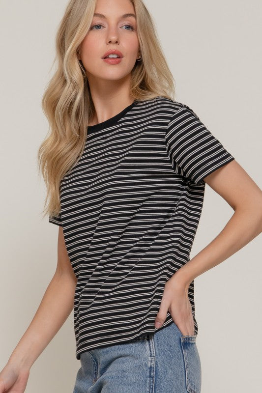 Black White Stripe Tee