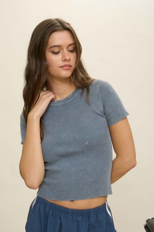 Burnout Rib Crop Tee