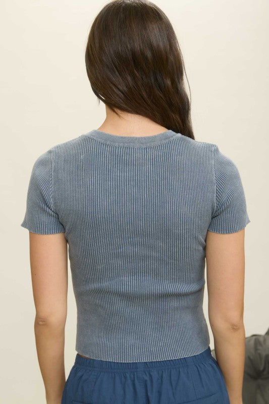 Burnout Rib Crop Tee