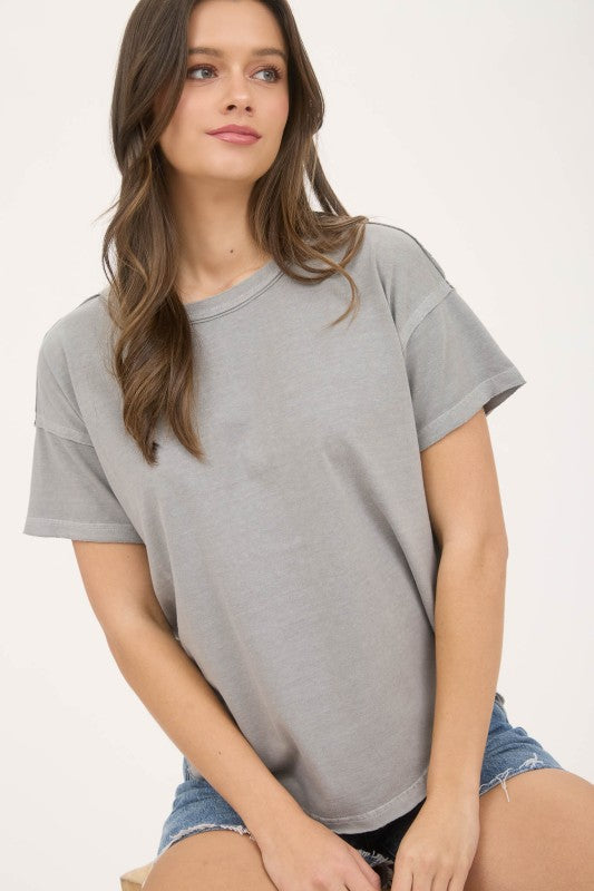 Gray Boxy Casual Tee
