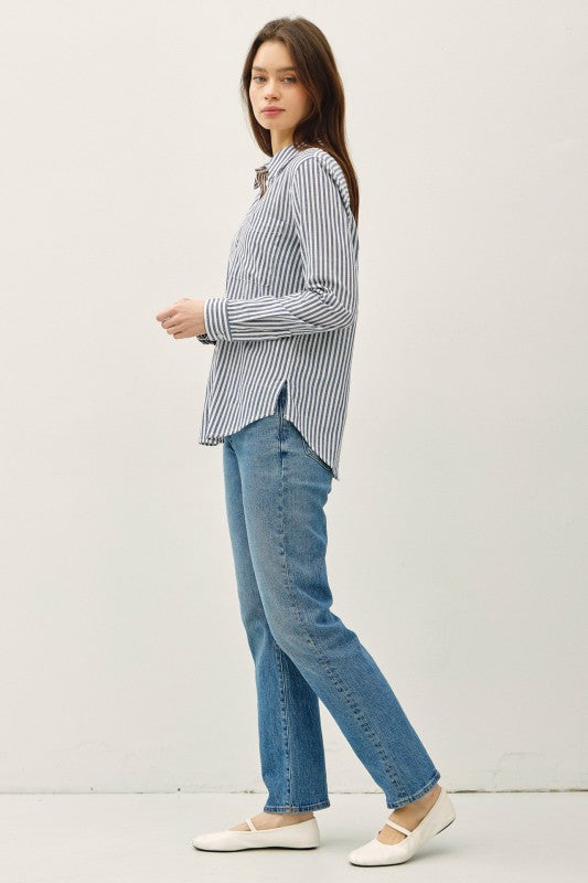 Blue Striped Button Up