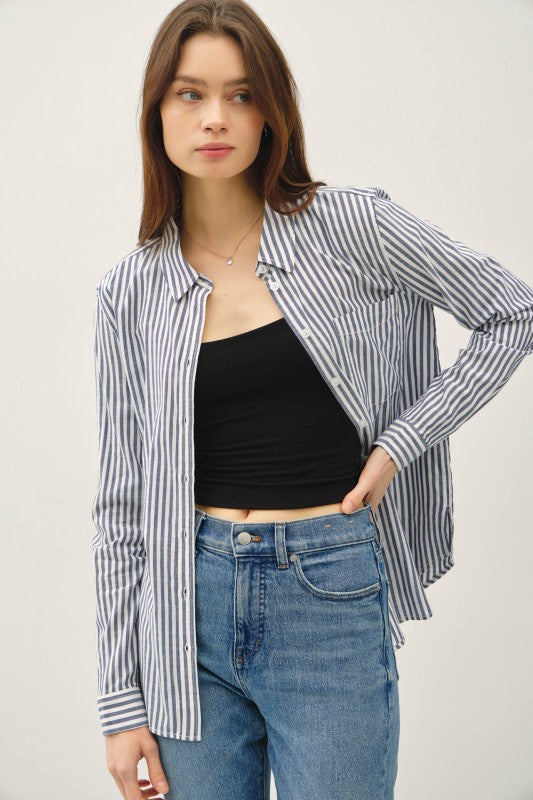 Blue Striped Button Up
