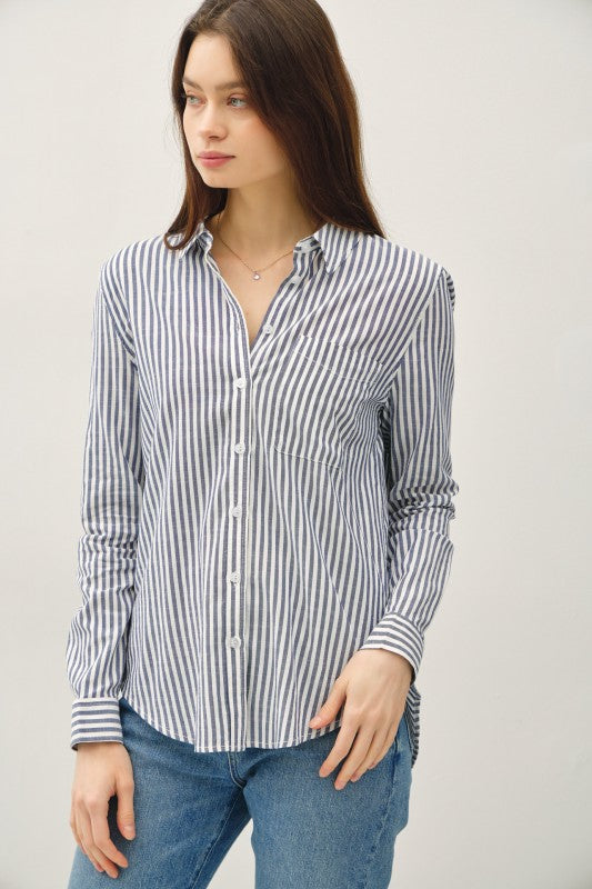 Blue Striped Button Up