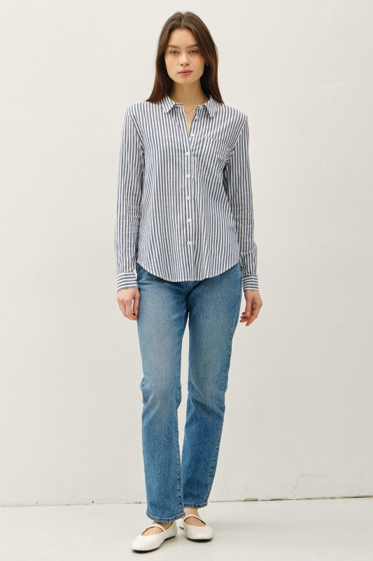 Blue Striped Button Up