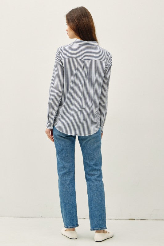 Blue Striped Button Up