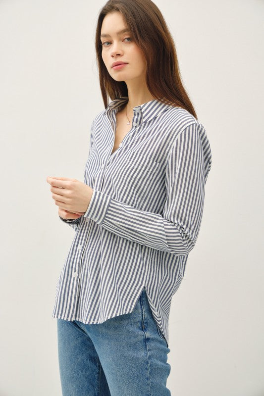 Blue Striped Button Up
