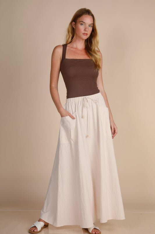 Cream Linen Pocket Maxi