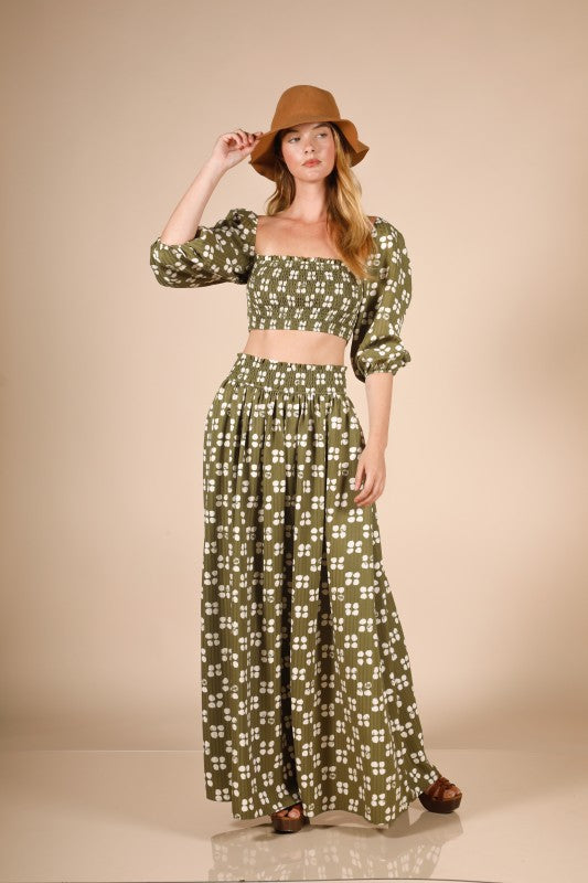 Olive Crop Peasant Top