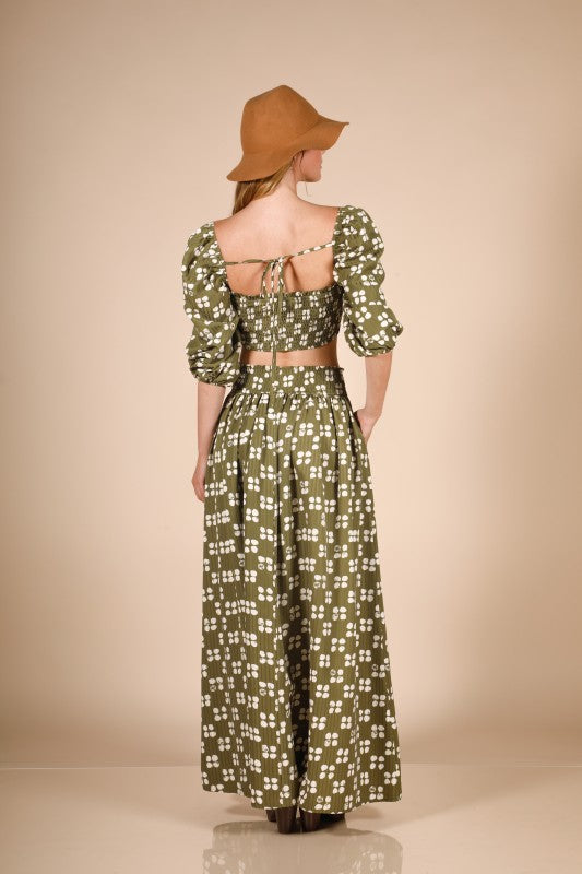 Olive Crop Peasant Top