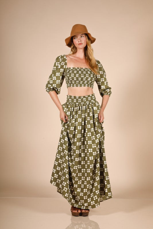 Olive Crop Peasant Top